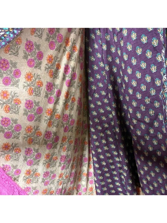 NWT Reversible Silk Wrap Skirt Boho Patchwork Maxi Festival Dress Large Hippie - Picture 5 of 6